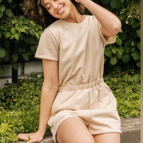 [Smash + Tess] Backyard Shorty Romper in Natural Shimmer - S - Picture 1 of 6